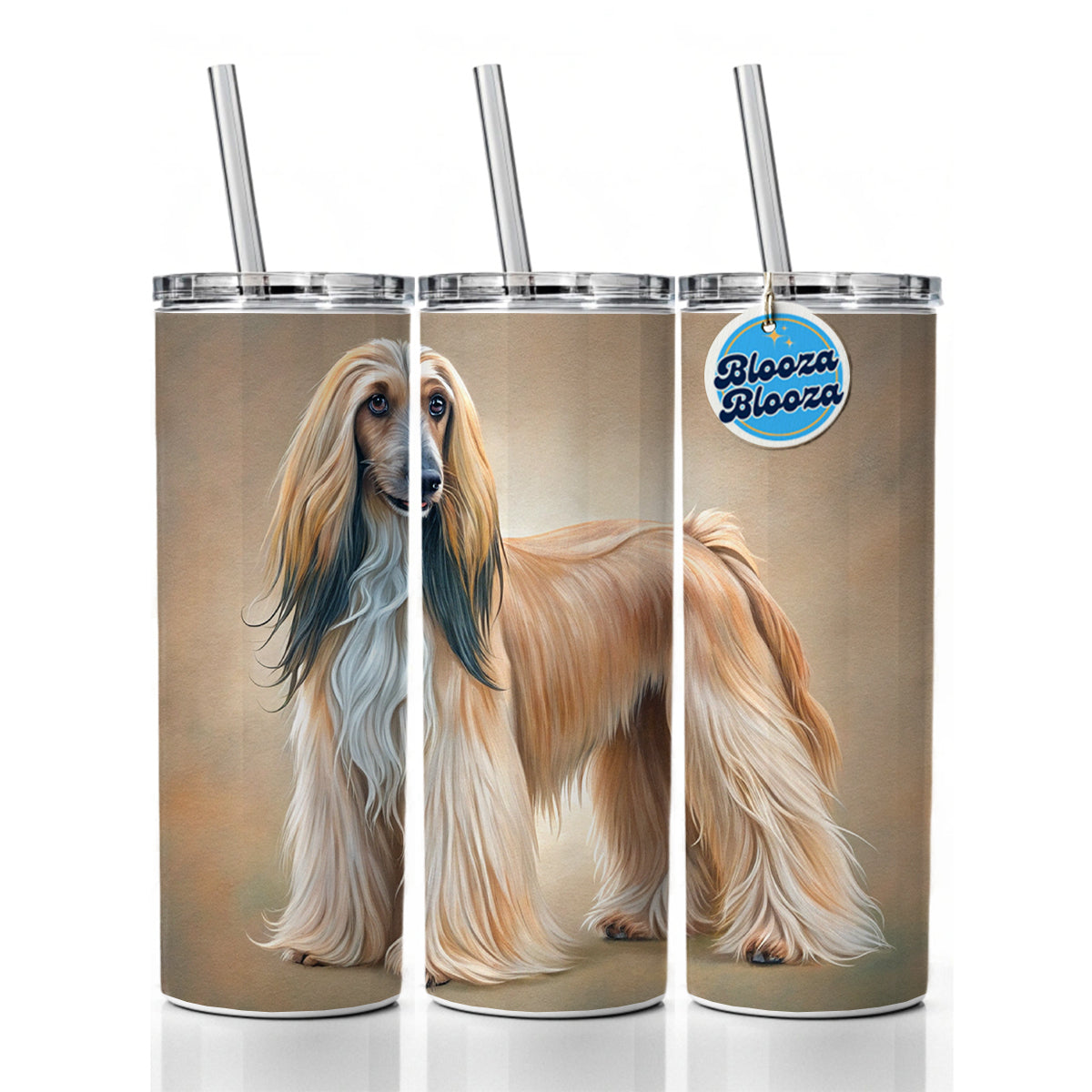 Afghan Hound Dog Illustration Skinny Tumbler 20oz with Straw Insulated Water Bottle Gift