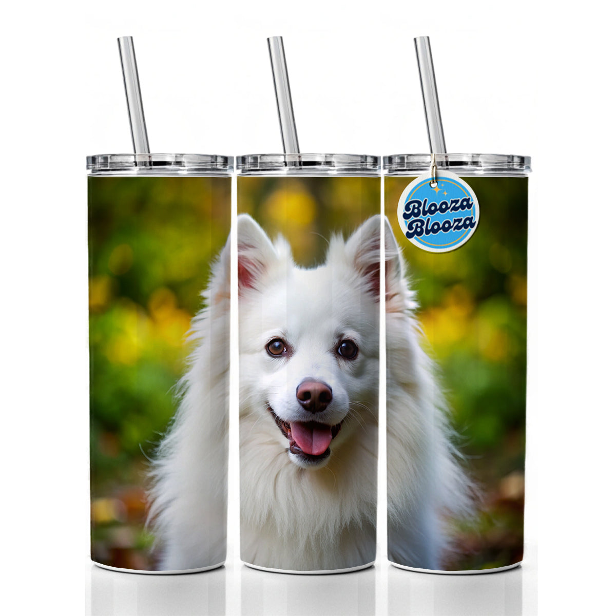 American Eskimo Dog Photo Skinny Tumbler 20oz with Straw Insulated Water Bottle Gift