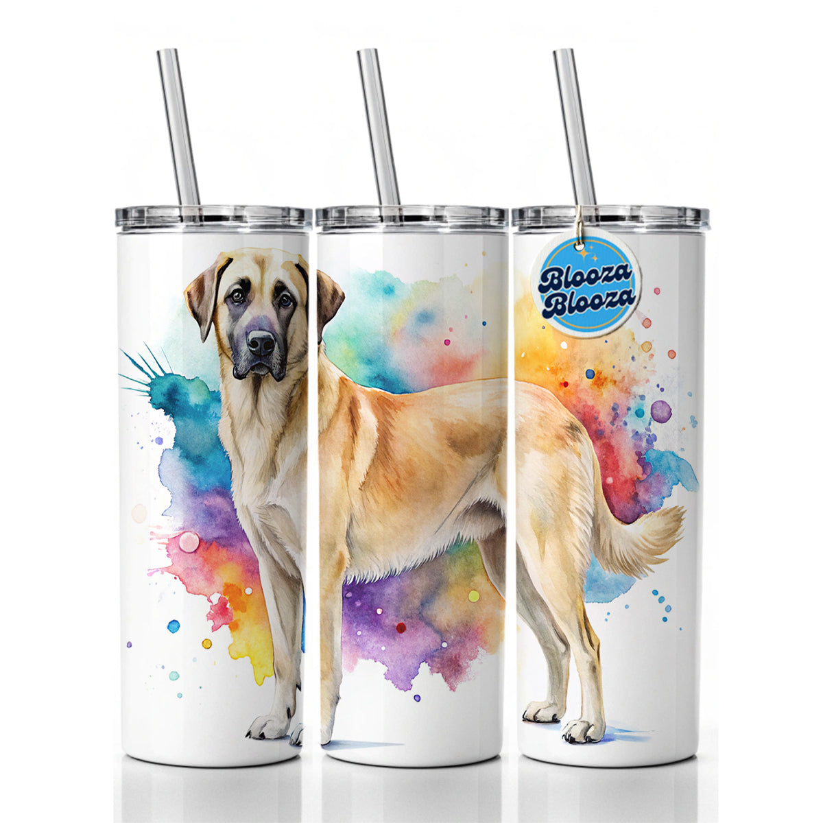 Anatolian Shepherd Dog Watercolor Style Skinny Tumbler 20oz with Straw Insulated Water Bottle Gift
