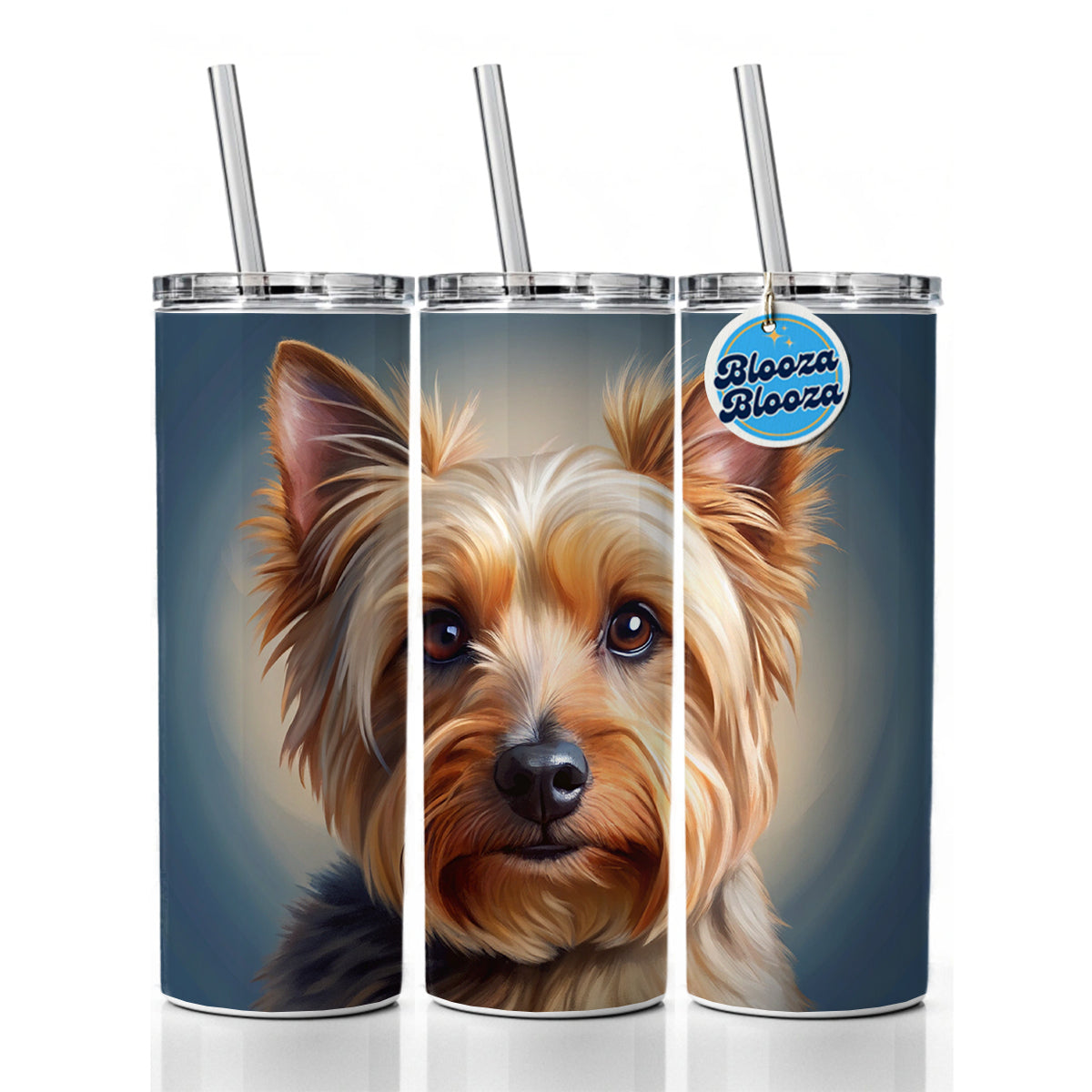 Australian Terrier Dog Illustration Skinny Tumbler 20oz with Straw Insulated Water Bottle Gift