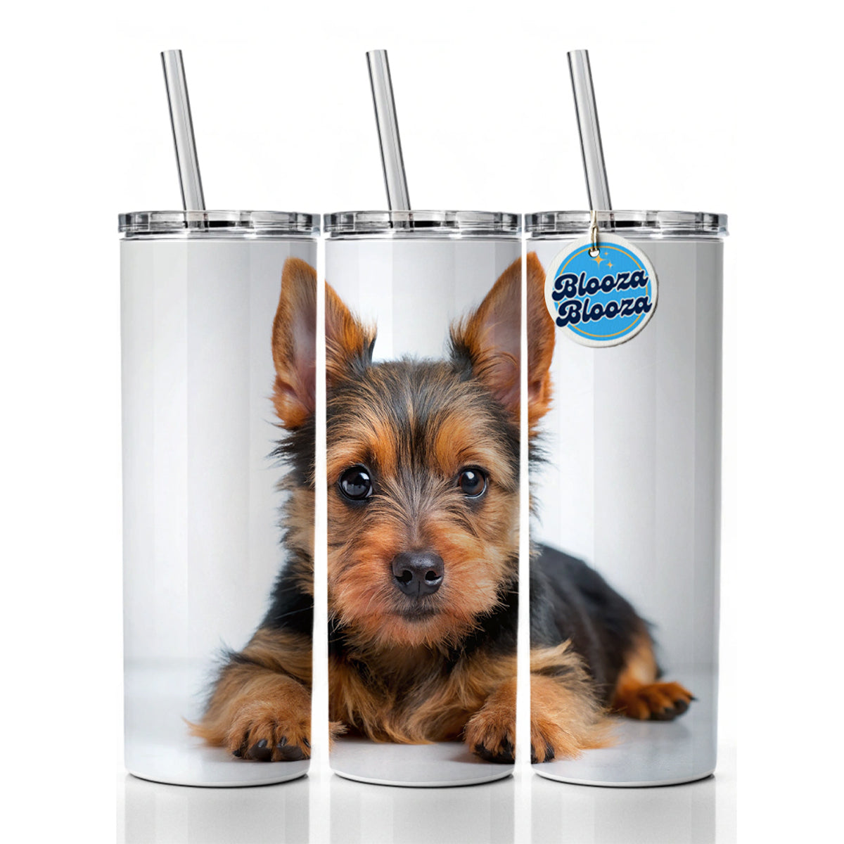 Australian Terrier Dog Puppy Photo Skinny Tumbler 20oz with Straw Insulated Water Bottle Gift