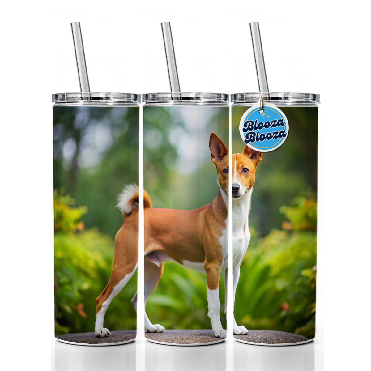 Basenji Dog Photo Skinny Tumbler 20oz with Straw Insulated Water Bottle Gift
