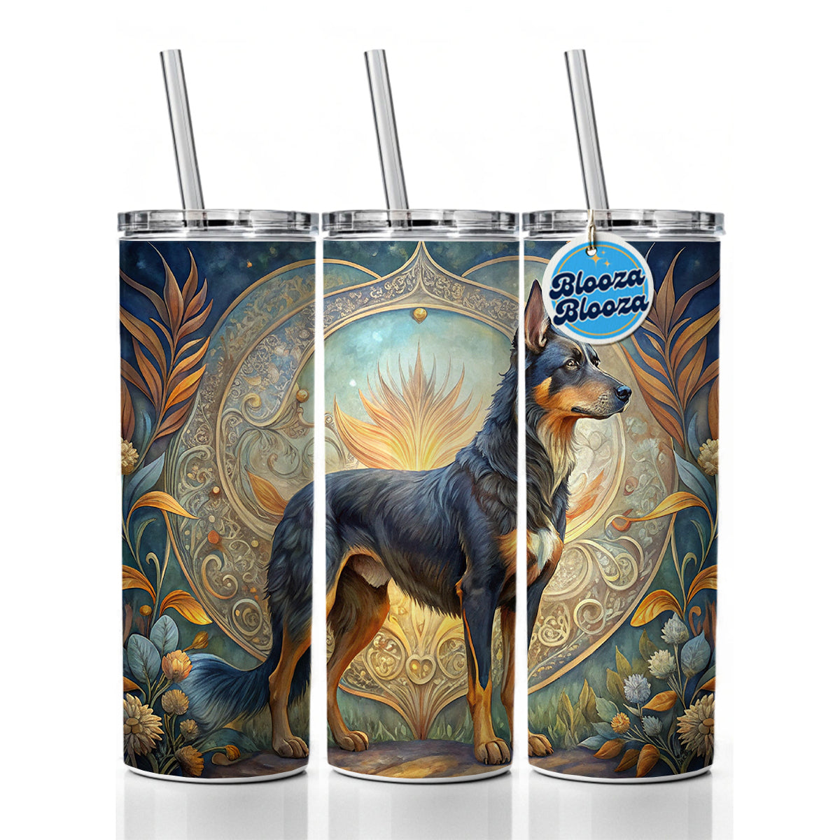 Beauceron Dog Art Nouveau Skinny Tumbler 20oz with Straw Insulated Water Bottle Gift