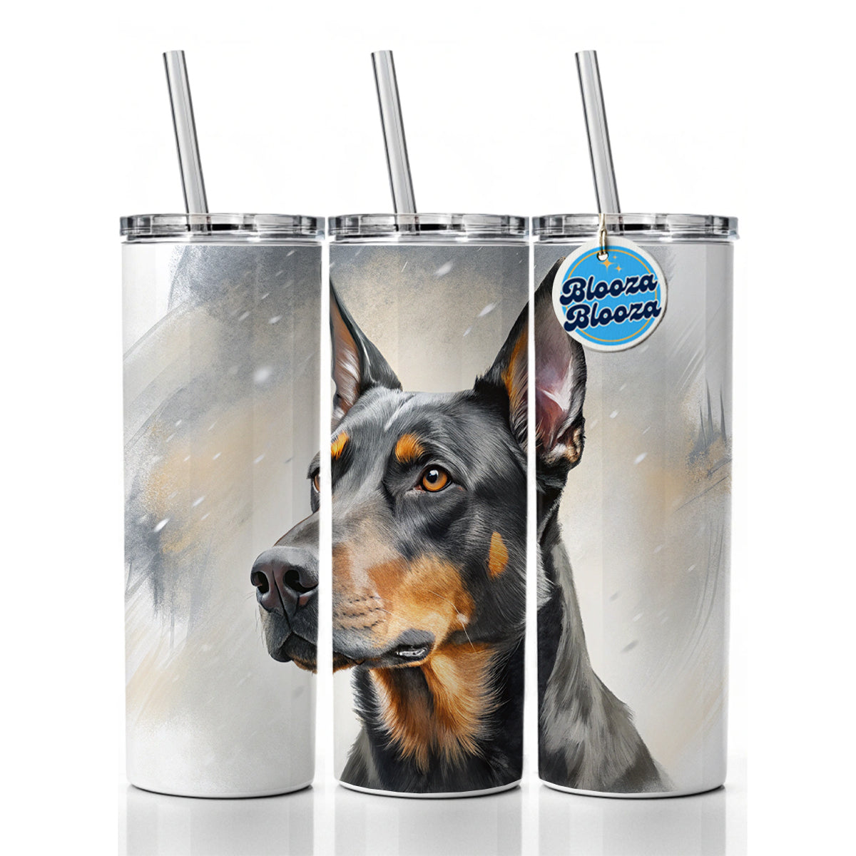 Beauceron Dog Illustration Skinny Tumbler 20oz with Straw Insulated Water Bottle Gift