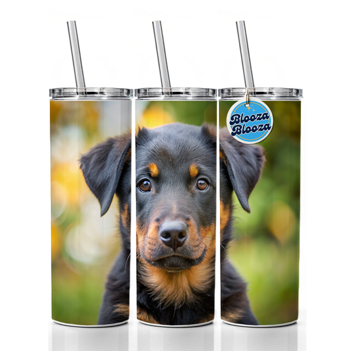 Beauceron Dog Puppy Photo Skinny Tumbler 20oz with Straw Insulated Water Bottle Gift
