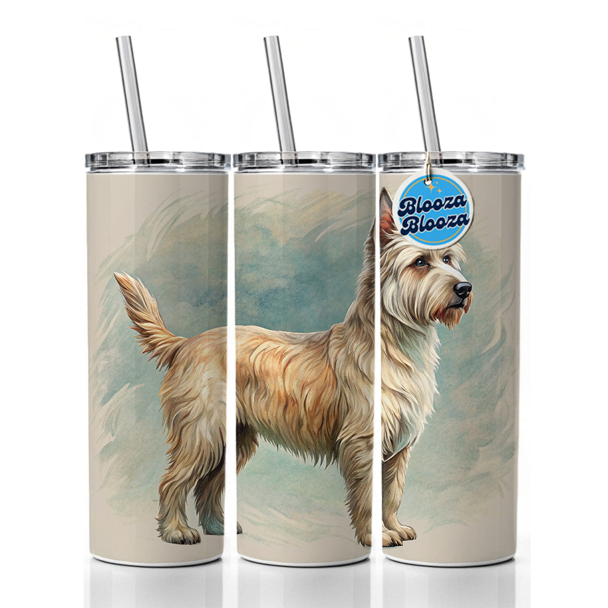 Berger Picard Dog Art Nouveau Skinny Tumbler 20oz with Straw Insulated Water Bottle Gift