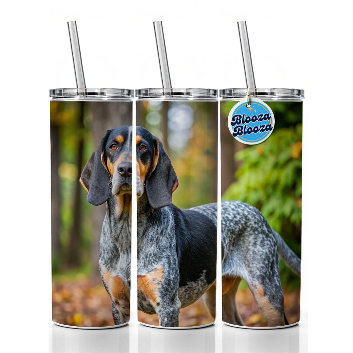 Bluetick Coonhound Dog Photo Skinny Tumbler 20oz with Straw Insulated Water Bottle Gift