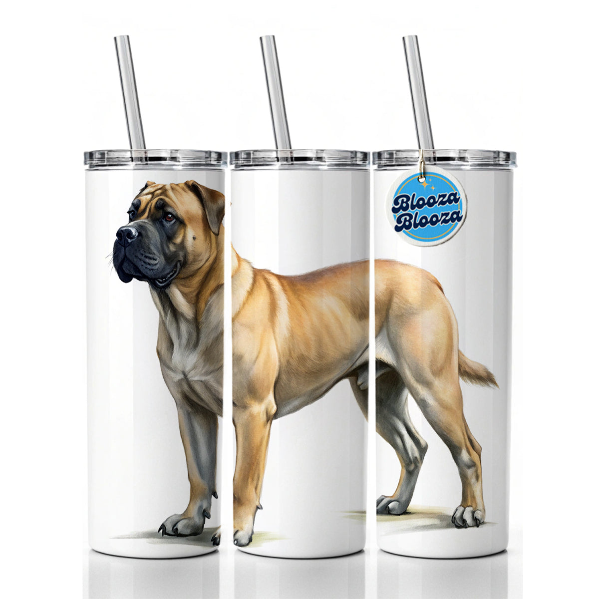Boerboel Dog Illustration Skinny Tumbler 20oz with Straw Insulated Water Bottle Gift