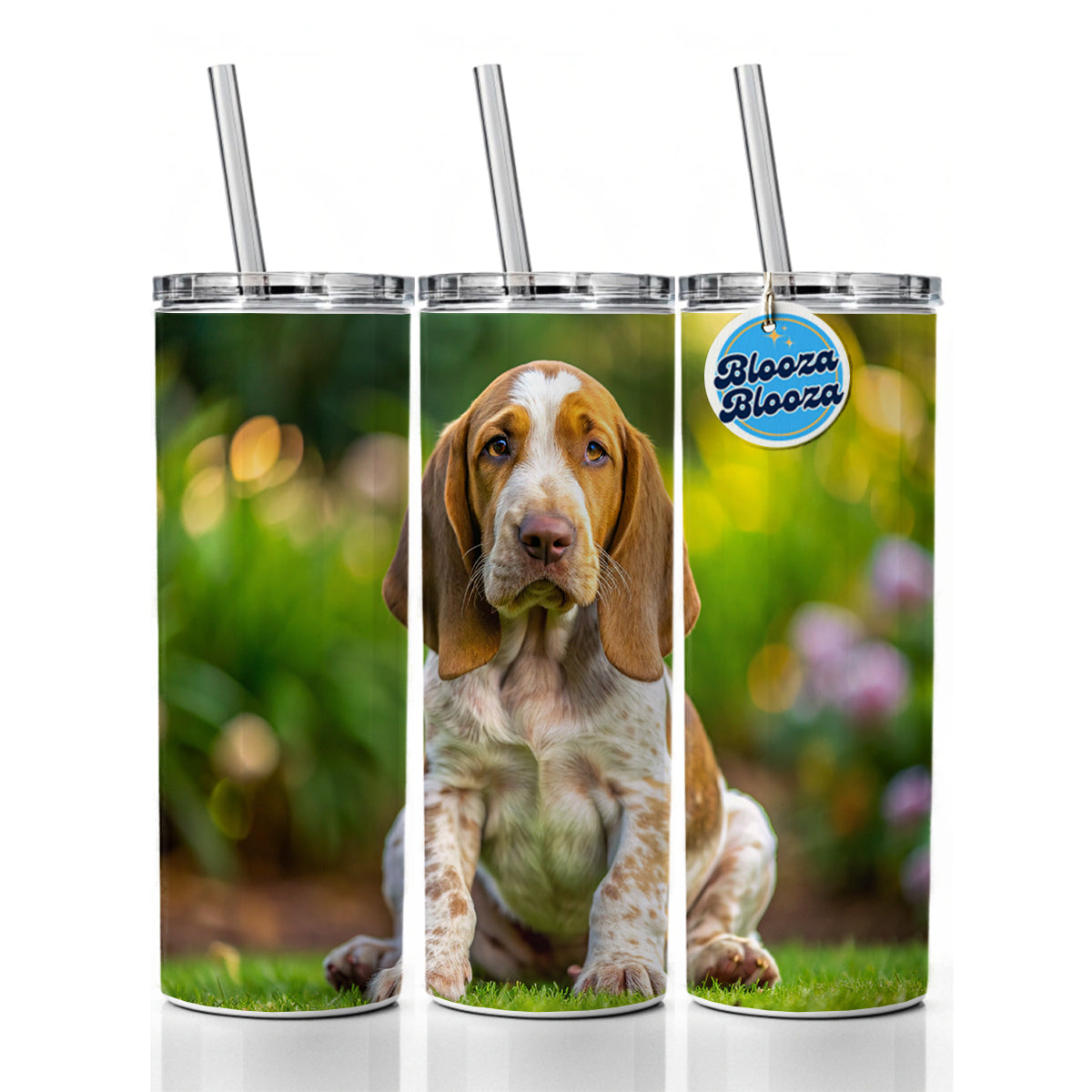 Bracco Italiano Dog Puppy Photo Skinny Tumbler 20oz with Straw Insulated Water Bottle Gift