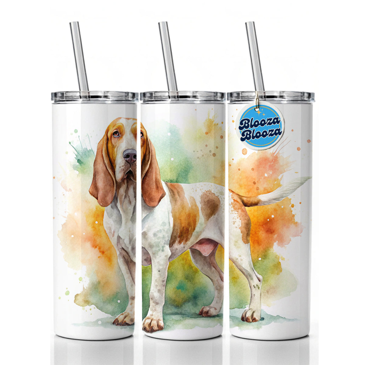 Bracco Italiano Dog Watercolor Style Skinny Tumbler 20oz with Straw Insulated Water Bottle Gift