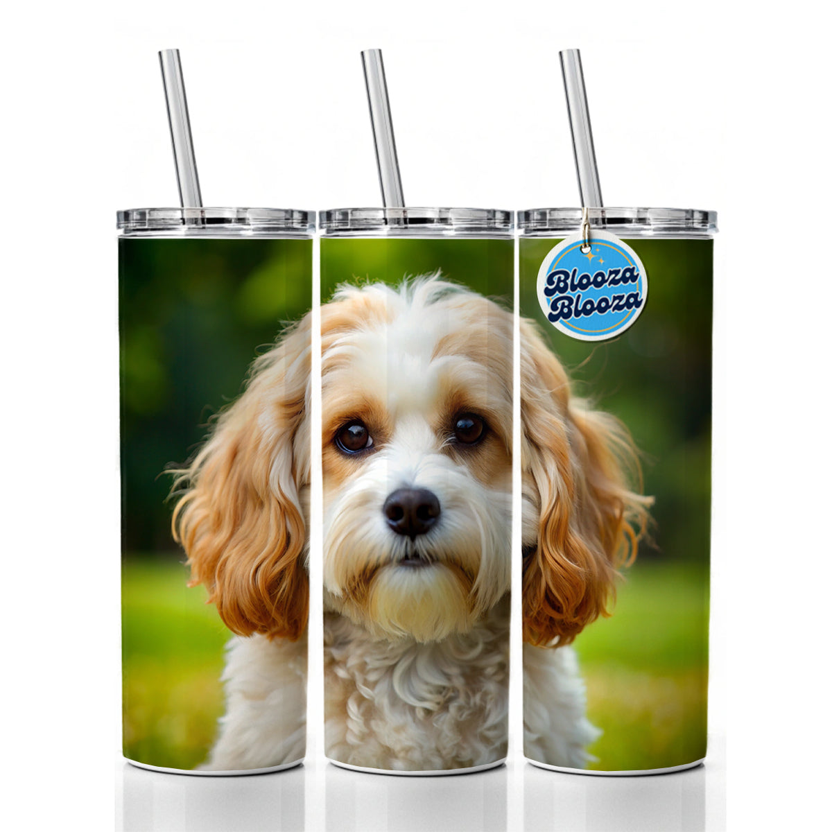 Cavachon Dog Photo Skinny Tumbler 20oz with Straw Insulated Water Bottle Gift