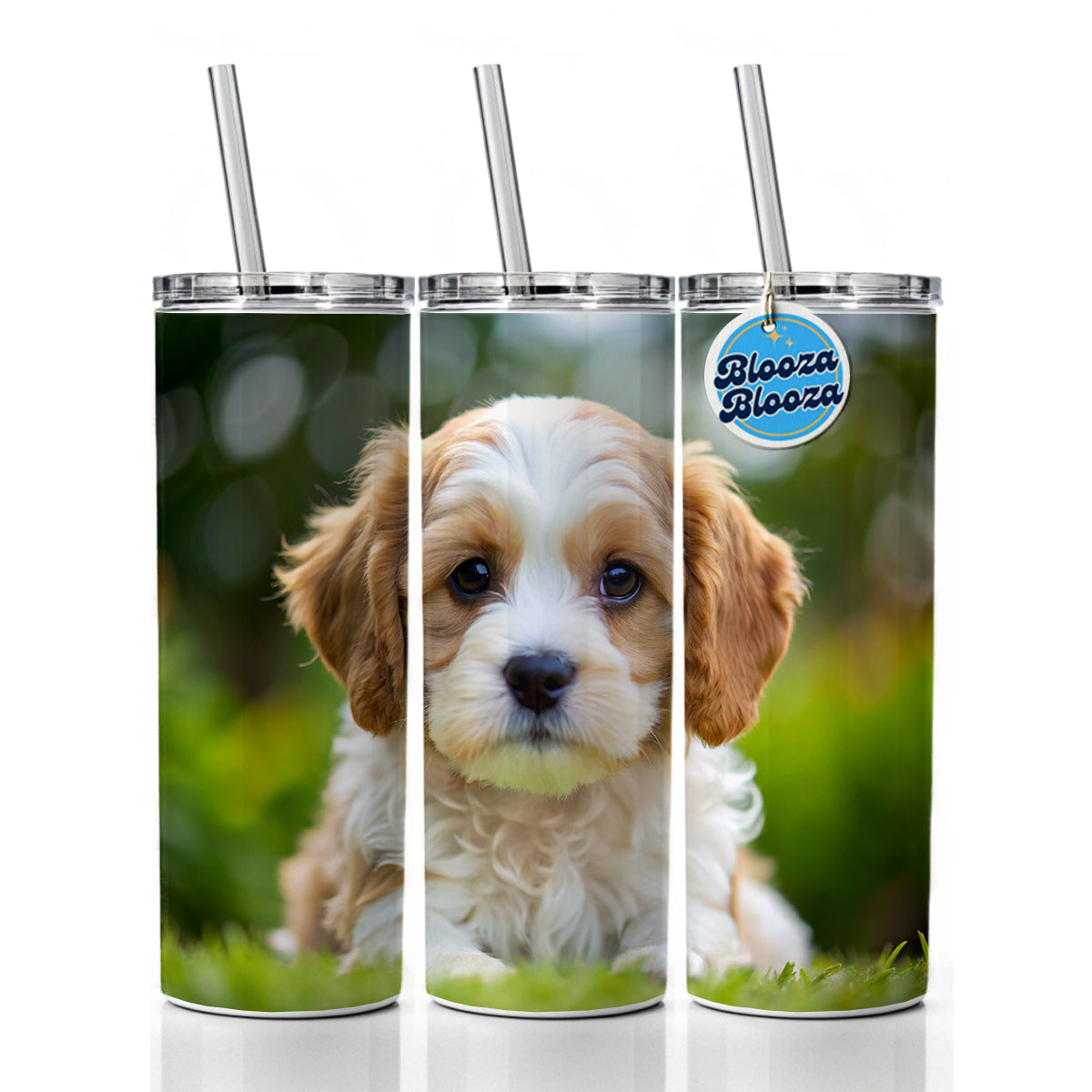 Cavachon Dog Puppy Photo Skinny Tumbler 20oz with Straw Insulated Water Bottle Gift