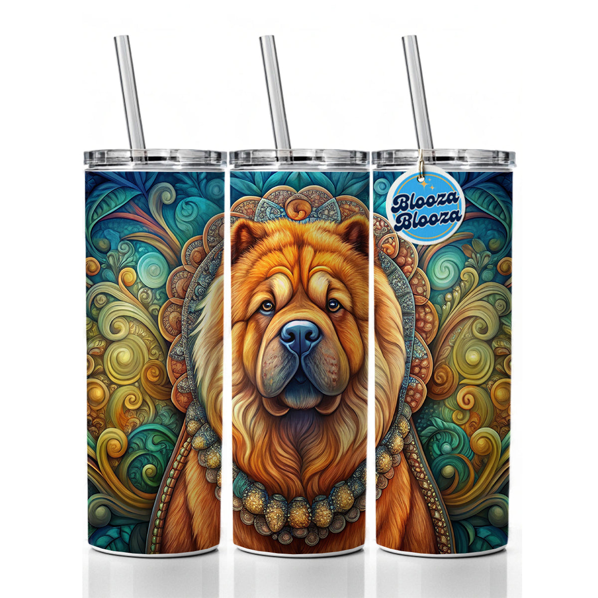 Chow Chow Dog Art Nouveau Skinny Tumbler 20oz with Straw Insulated Water Bottle Gift