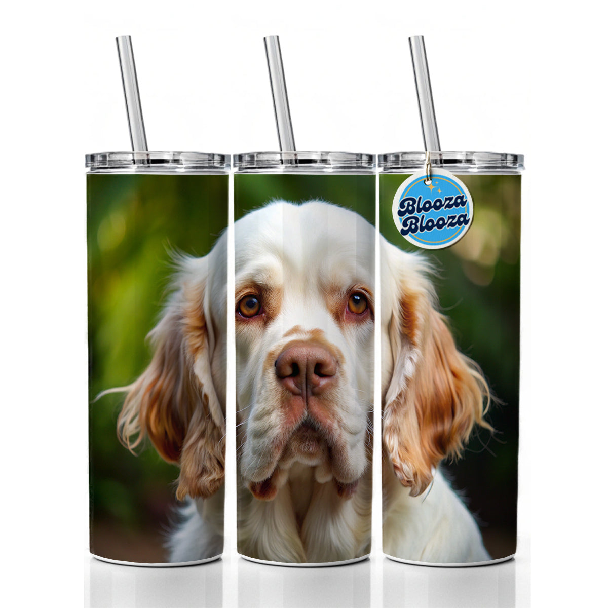 Clumber Spaniel Dog Photo Skinny Tumbler 20oz with Straw Insulated Water Bottle Gift