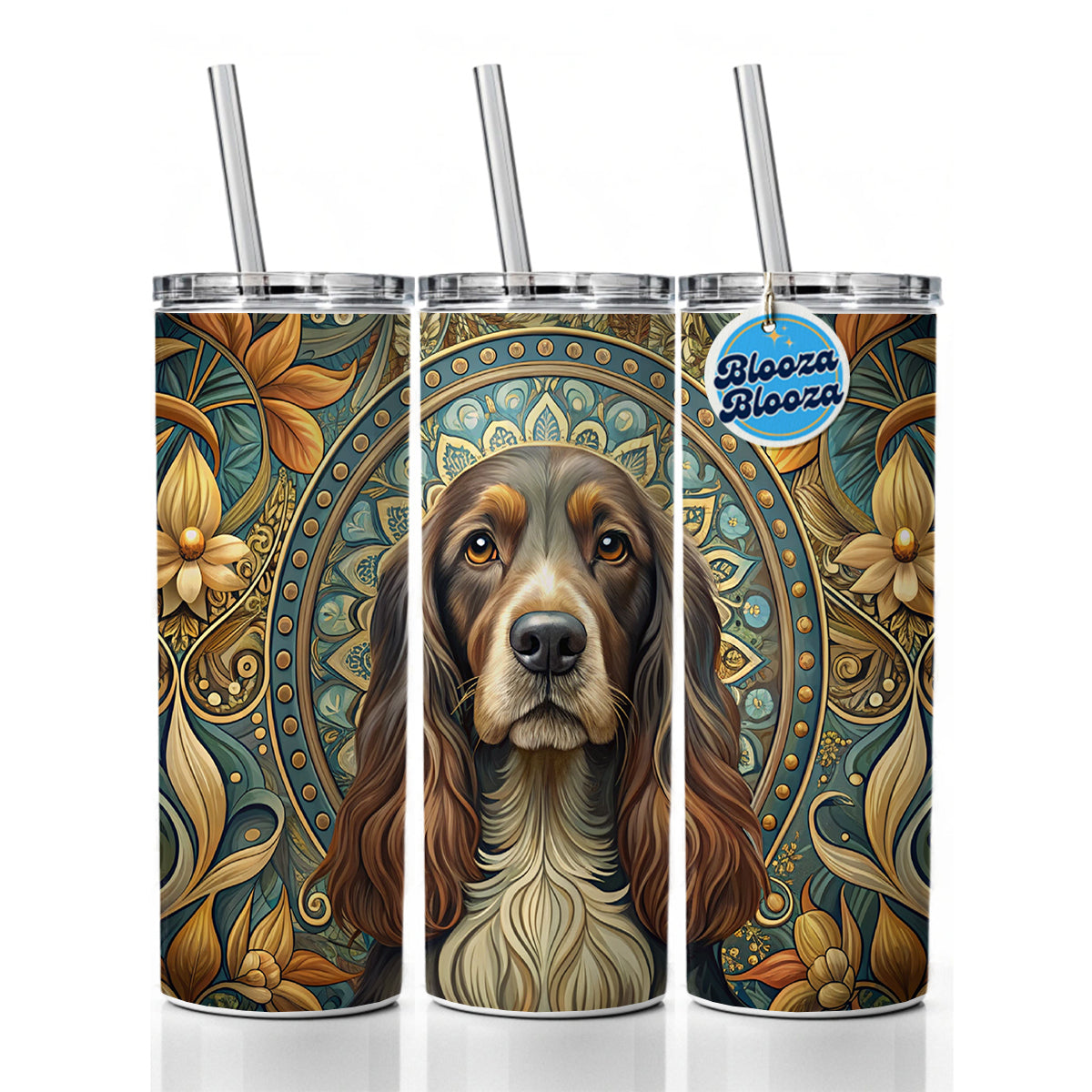 Field Spaniel Dog Art Nouveau Skinny Tumbler 20oz with Straw Insulated Water Bottle Gift