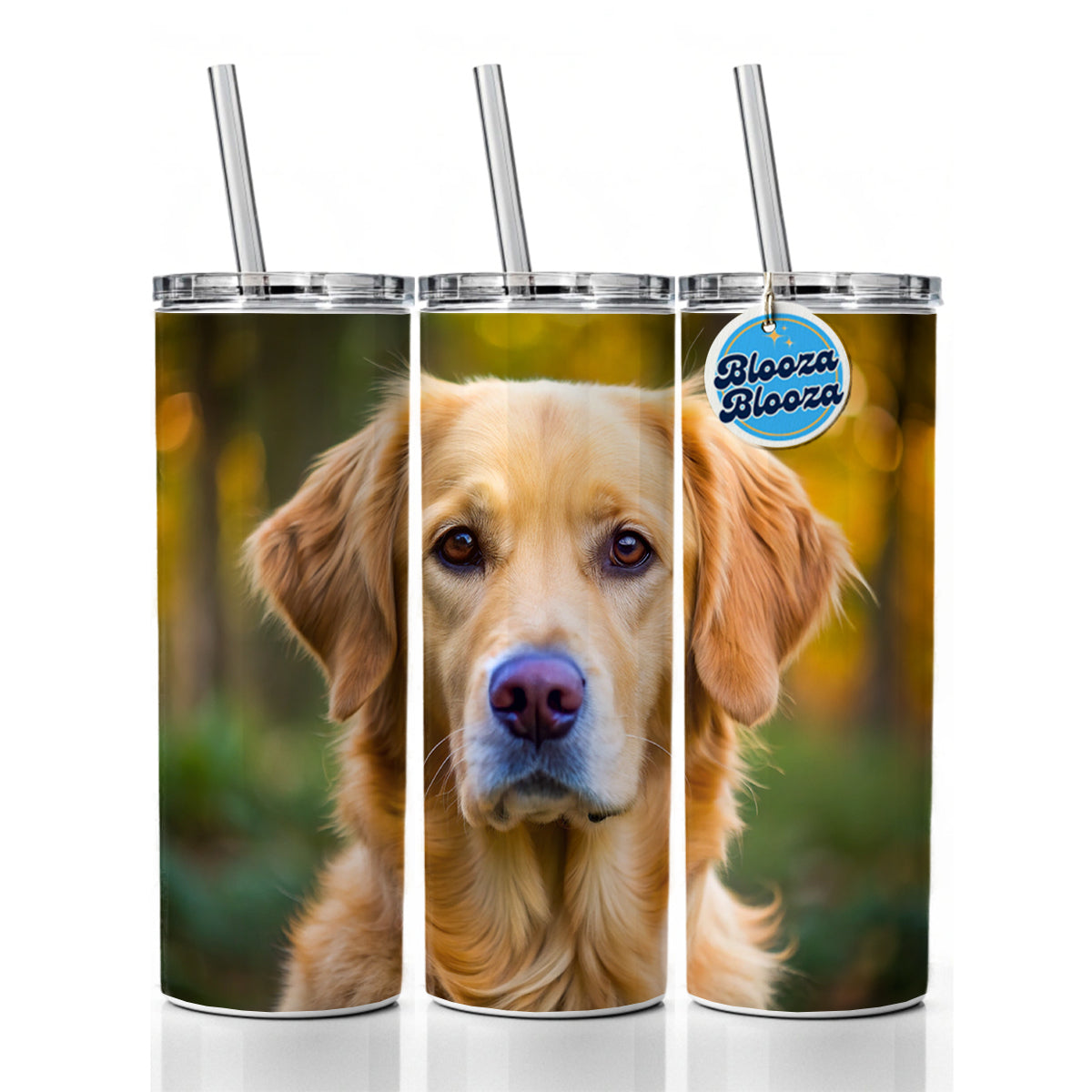 Goldador Dog Photo Skinny Tumbler 20oz with Straw Insulated Water Bottle Gift