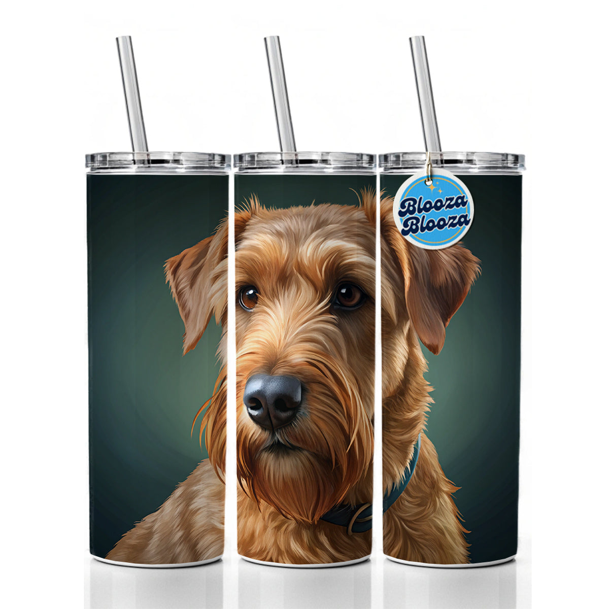 Irish Terrier Dog Illustration Skinny Tumbler 20oz with Straw Insulated Water Bottle Gift