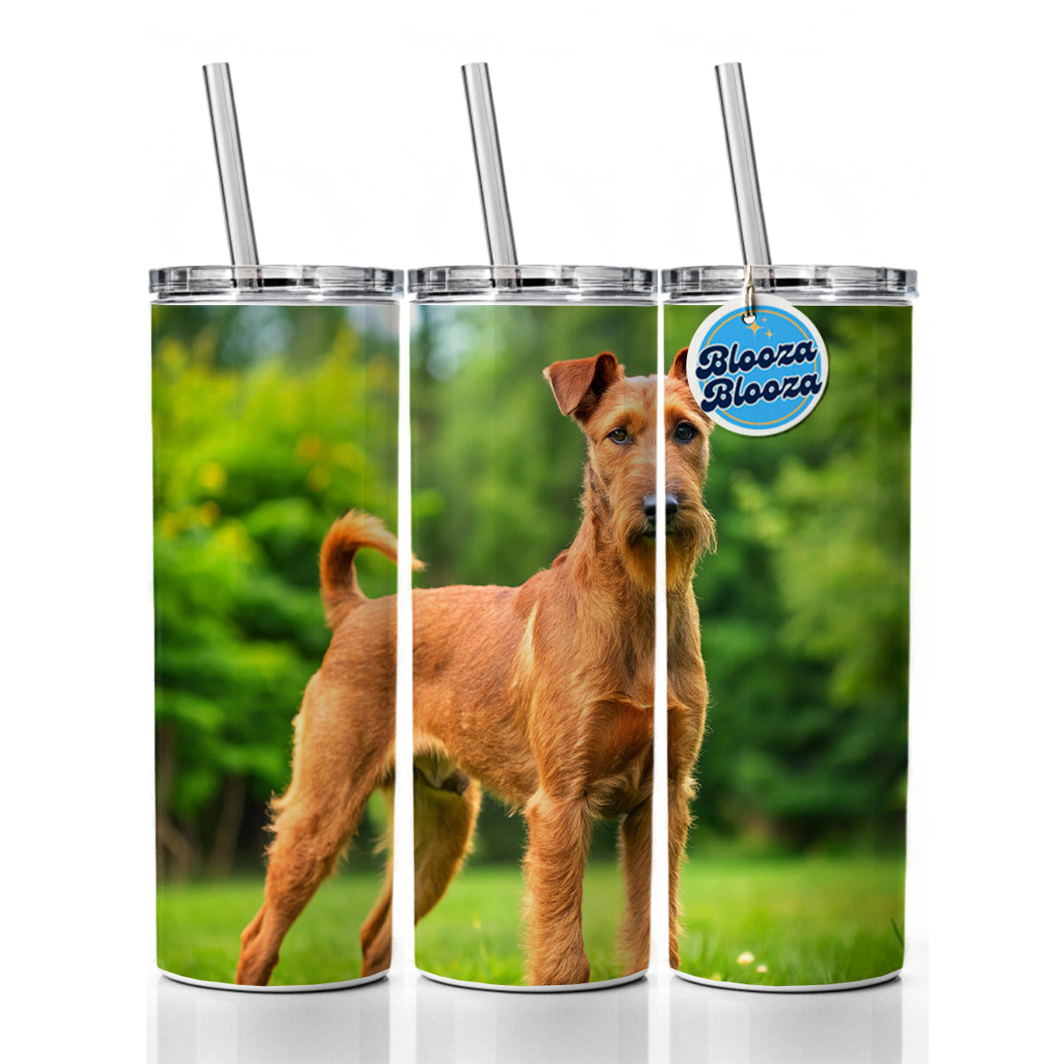 Irish Terrier Dog Photo Skinny Tumbler 20oz with Straw Insulated Water Bottle Gift