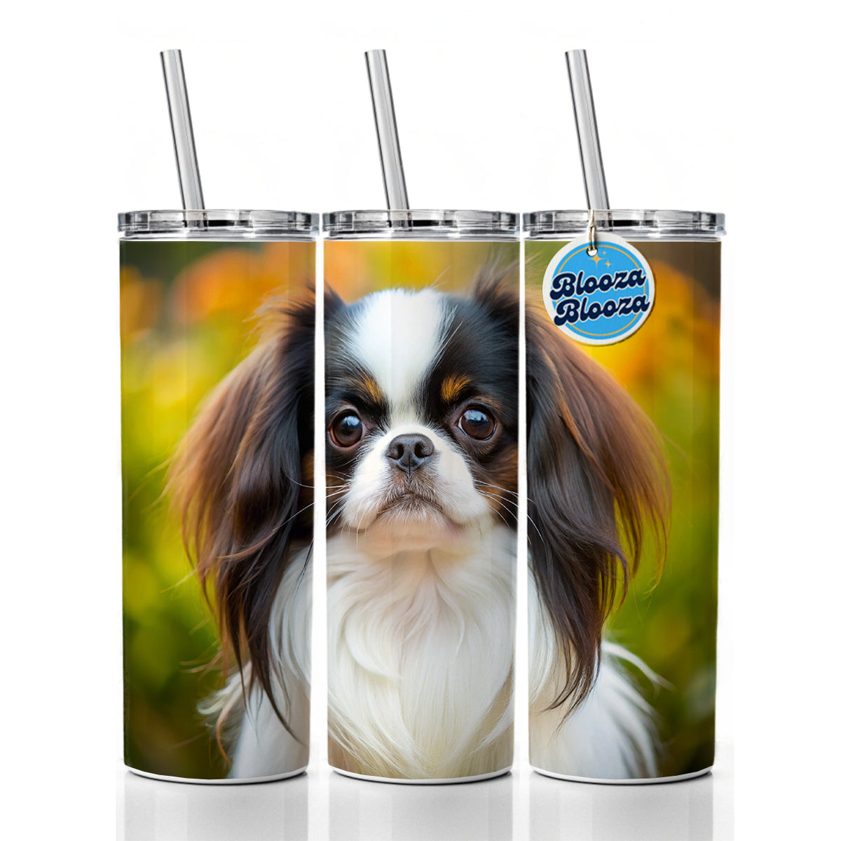 Japanese Chin Dog Photo Skinny Tumbler 20oz with Straw Insulated Water Bottle Gift