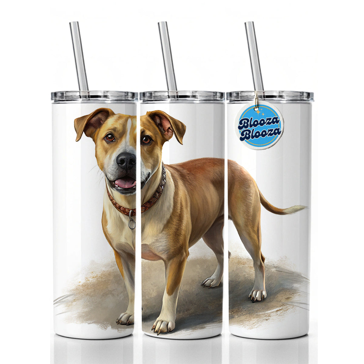 Labrabull Dog Illustration Skinny Tumbler 20oz with Straw Insulated Water Bottle Gift