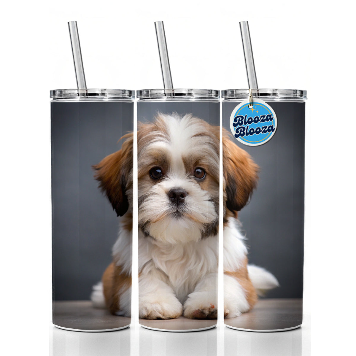 Lhasa Apso Dog Puppy Photo Skinny Tumbler 20oz with Straw Insulated Water Bottle Gift