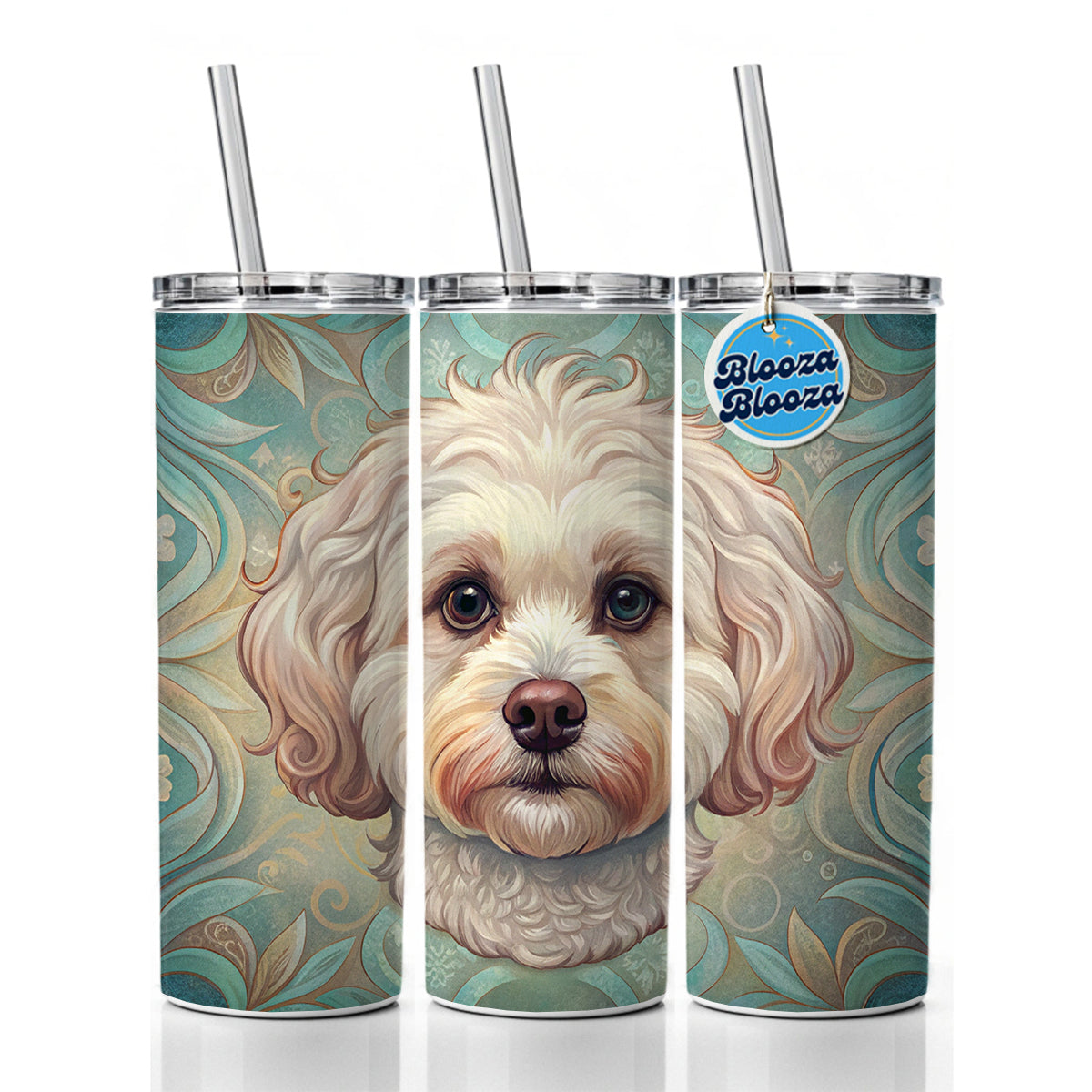 Maltipoo Dog Art Nouveau Skinny Tumbler 20oz with Straw Insulated Water Bottle Gift