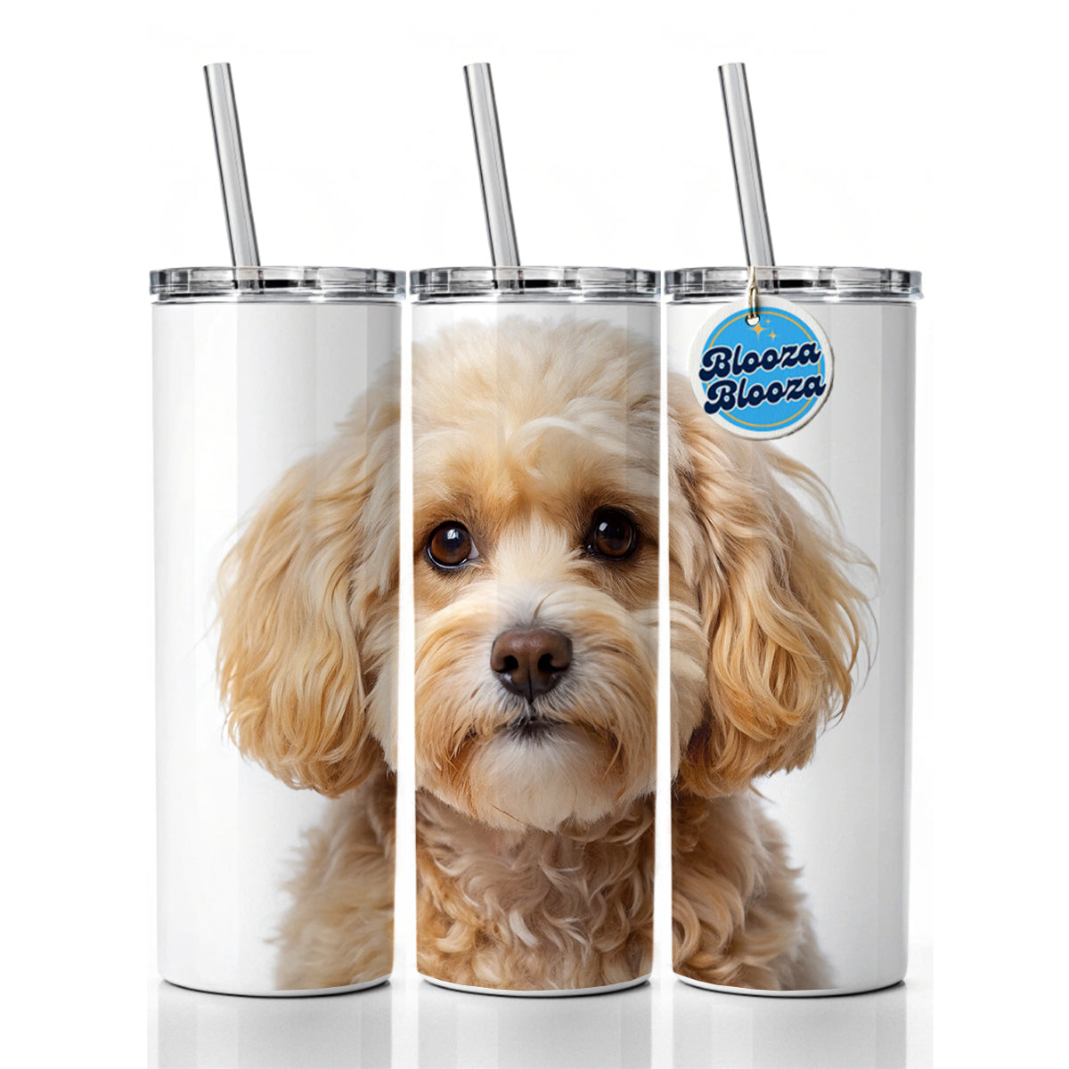 Maltipoo Dog Photo Skinny Tumbler 20oz with Straw Insulated Water Bottle Gift
