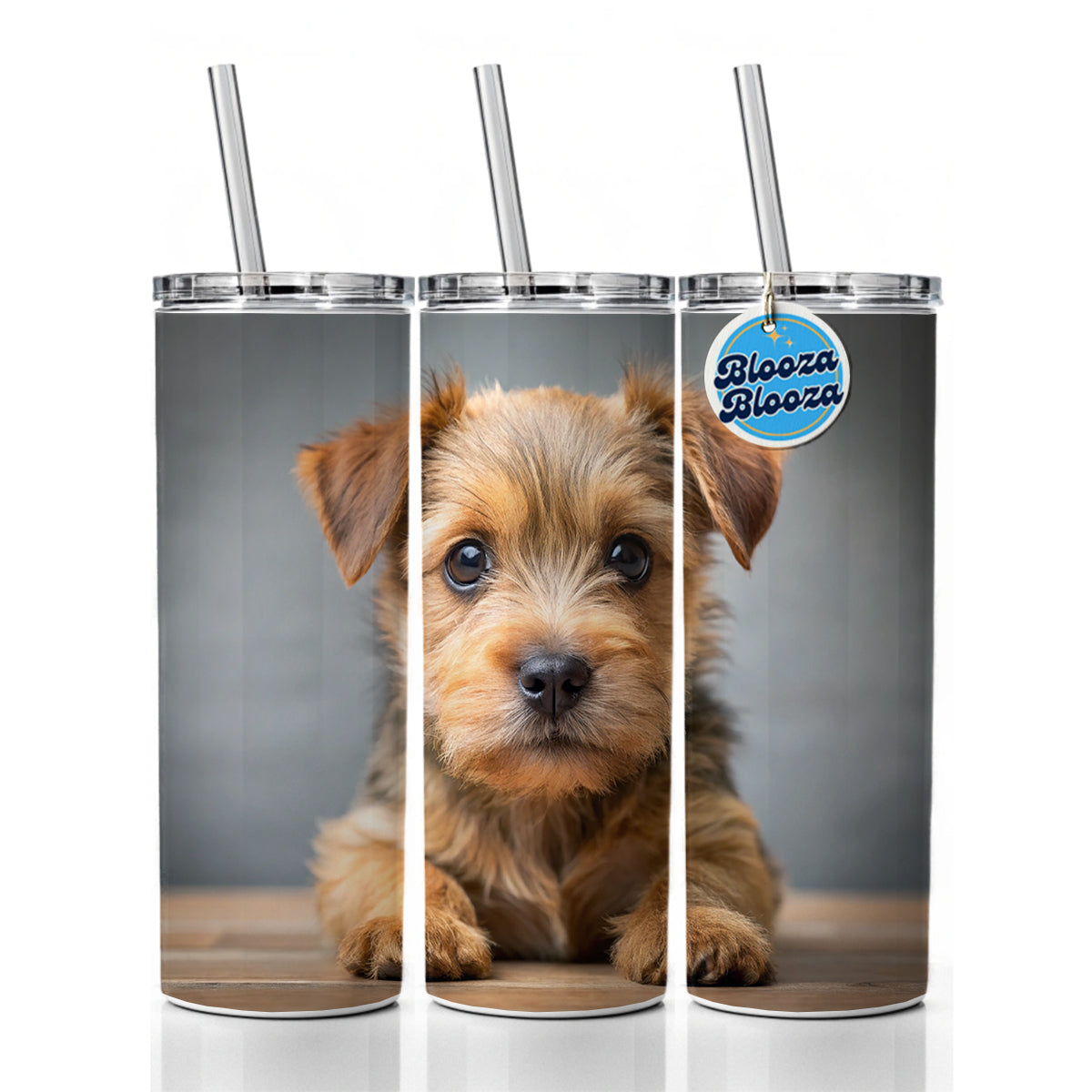 Norfolk Terrier Dog Puppy Photo Skinny Tumbler 20oz with Straw Insulated Water Bottle Gift
