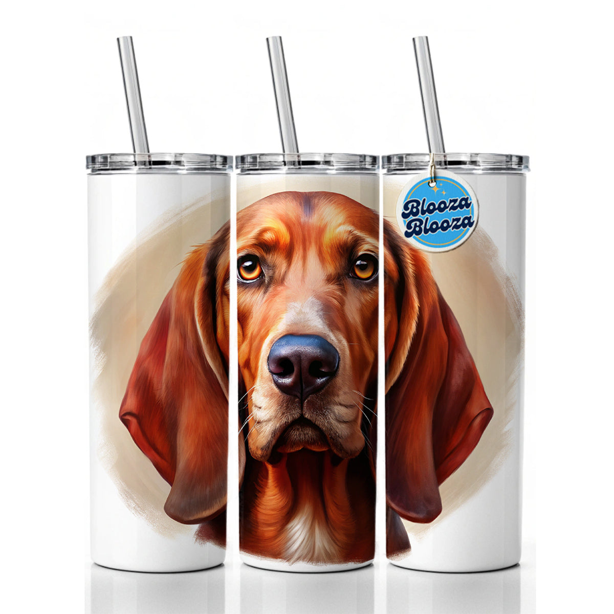 Redbone Coonhound Dog Illustration Skinny Tumbler 20oz with Straw Insulated Water Bottle Gift