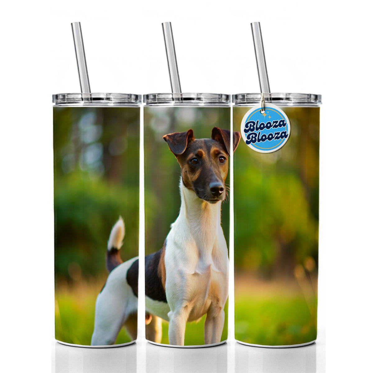 Smooth Fox Terrier Dog Photo Skinny Tumbler 20oz with Straw Insulated Water Bottle Gift