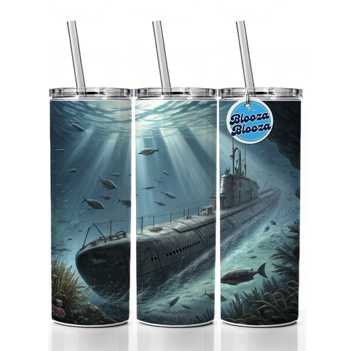 WWII German U-Boat Submarine Skinny Tumbler 20oz with Straw Insulated Water Bottle Gift