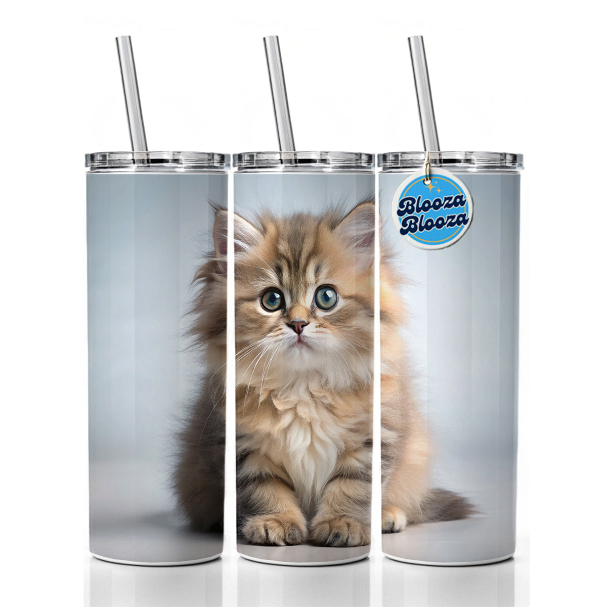 British Longhair Cat Kitten Photo Skinny Tumbler 20oz with Straw Insulated Water Bottle Gift