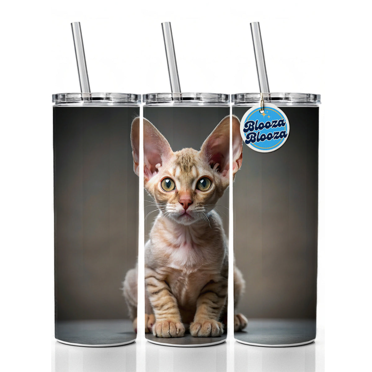 Devon Rex Cat Kitten Photo Skinny Tumbler 20oz with Straw Insulated Water Bottle Gift