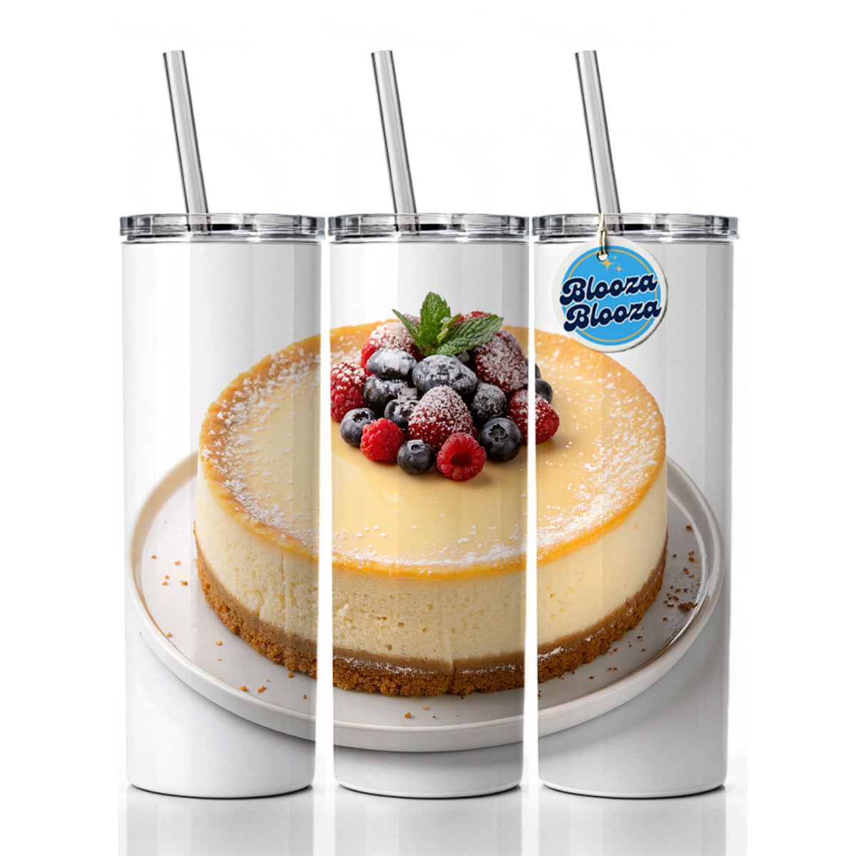Cheesecake Berries Skinny Tumbler 20oz with Straw Insulated Water Bottle Gift