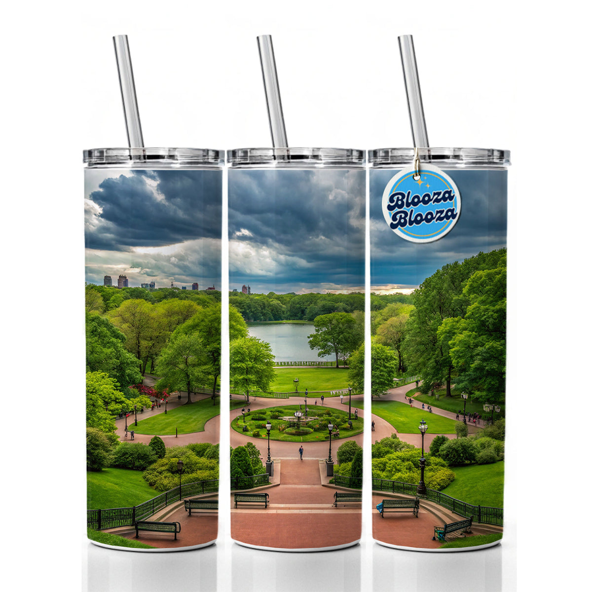 New York City NYC Central Park Skinny Tumbler 20oz with Straw Insulated Water Bottle Gift