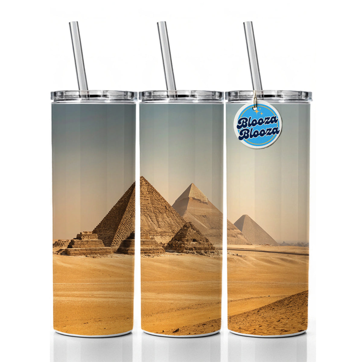 Pyramids Of Giza Travel Egypt History Skinny Tumbler 20oz with Straw Insulated Water Bottle Gift