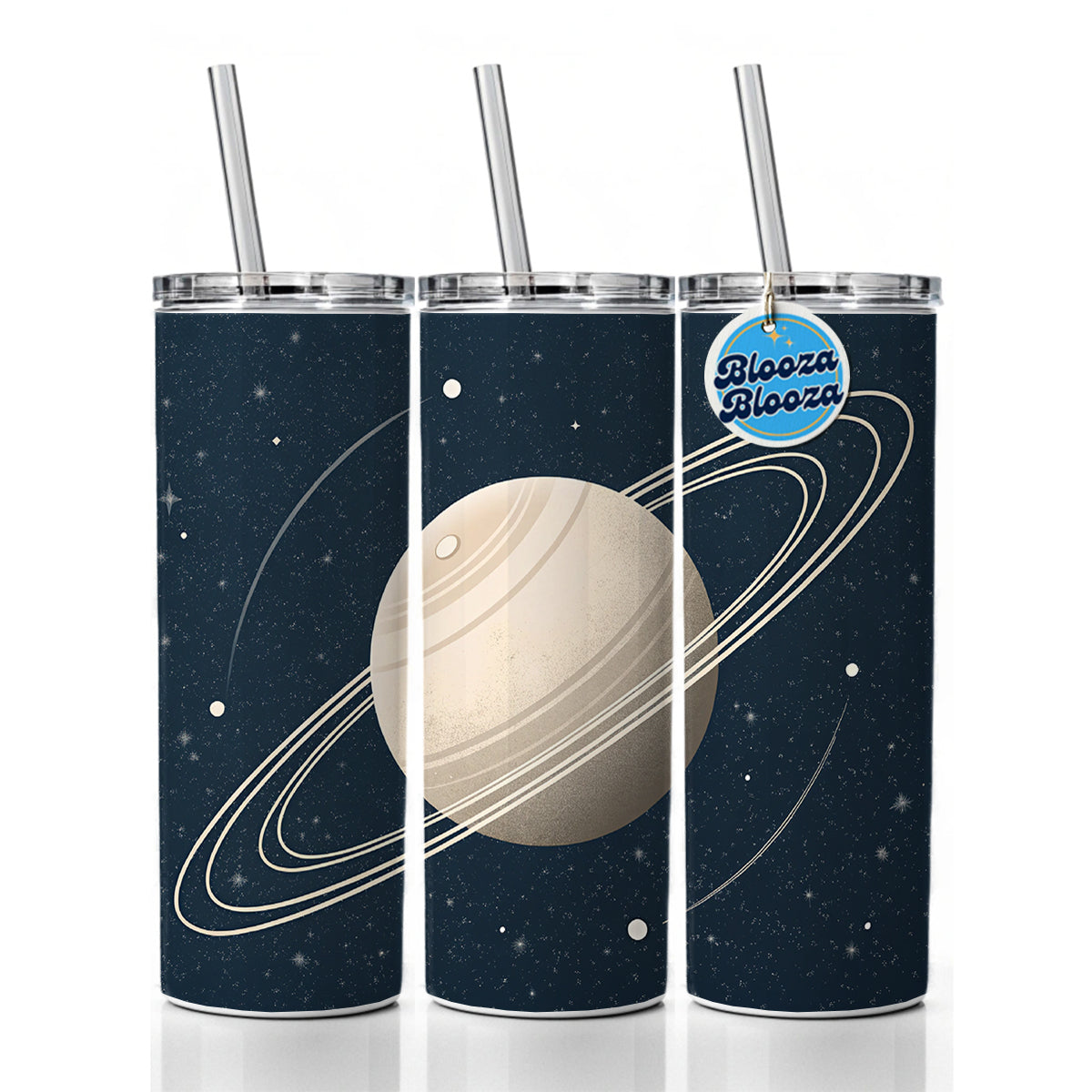 Saturn Planet Rings Space Skinny Tumbler 20oz with Straw Insulated Water Bottle Gift