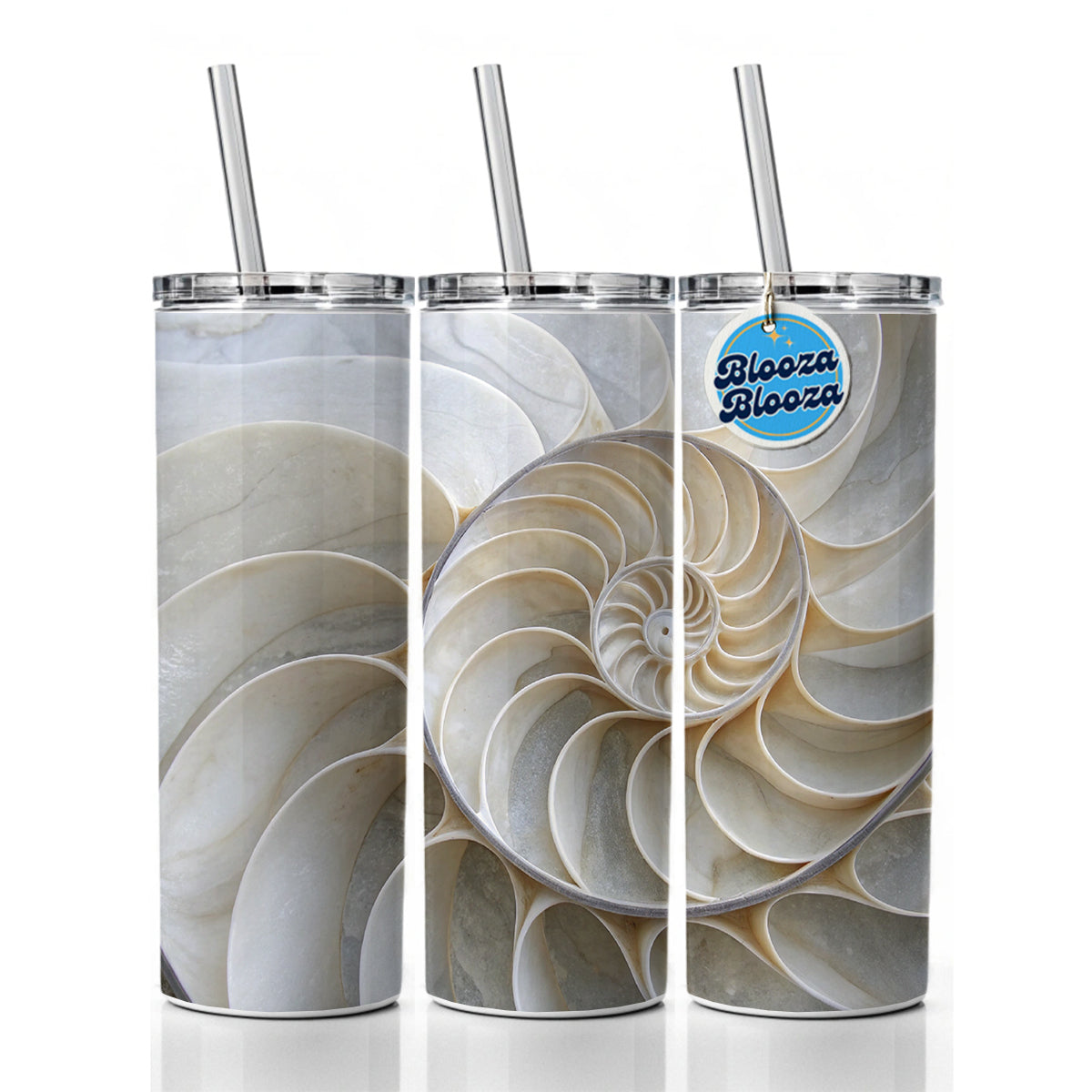 Shell Marble Swirl Skinny Tumbler 20oz with Straw Insulated Water Bottle Gift