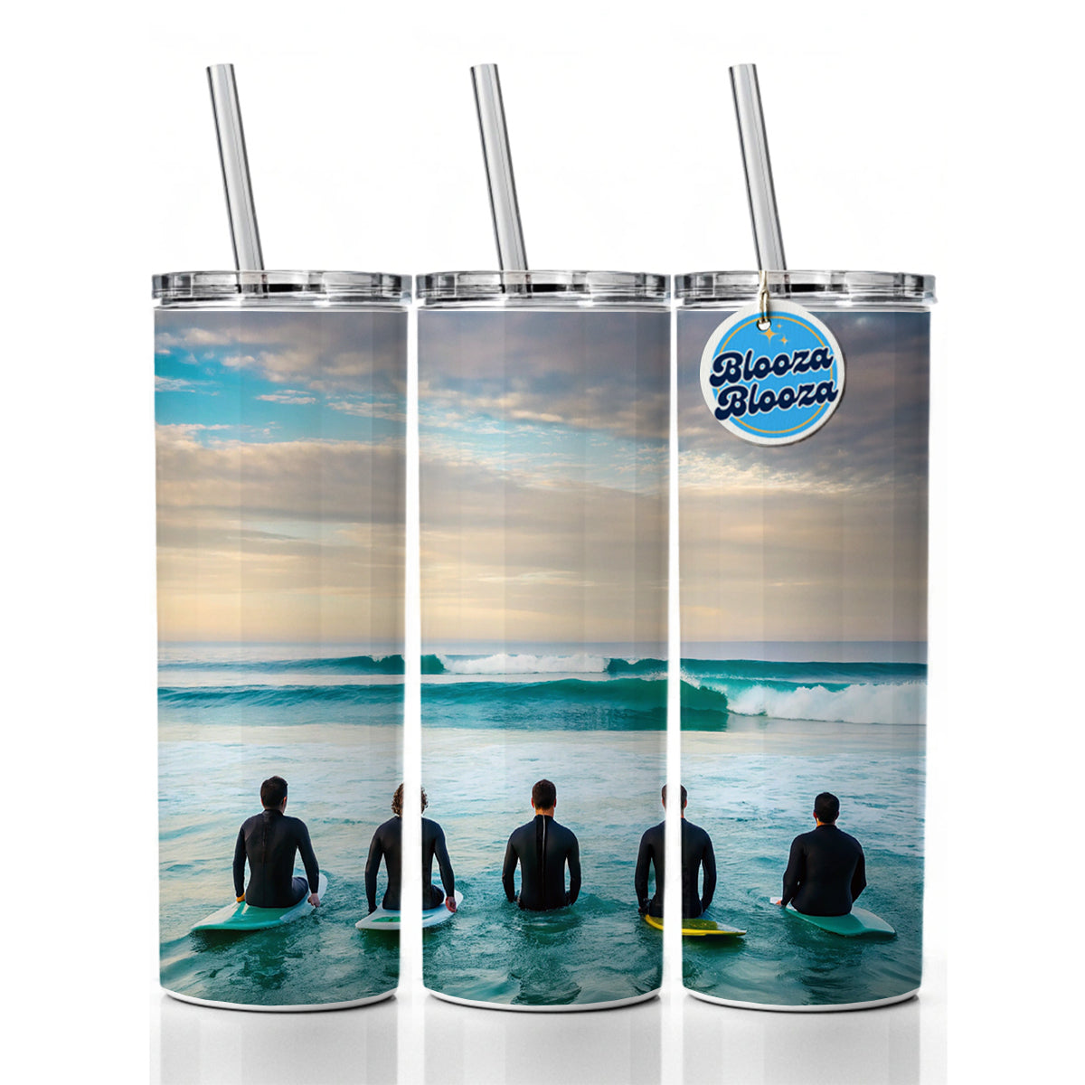 Surfing Surfers Surfboards Lineup Ocean Skinny Tumbler 20oz with Straw Insulated Water Bottle Gift