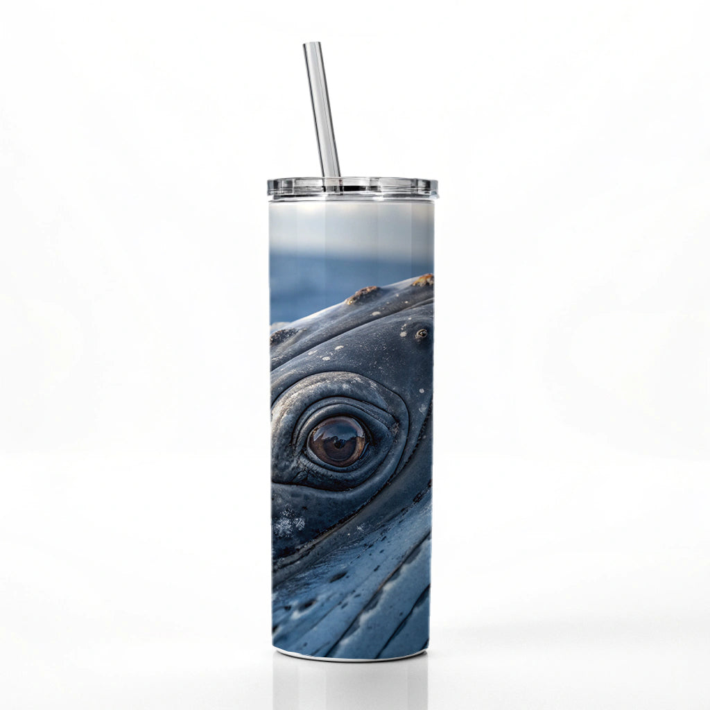 Whale Eye Close Up Skinny Tumbler 20oz with Straw Insulated Water Bottle Gift