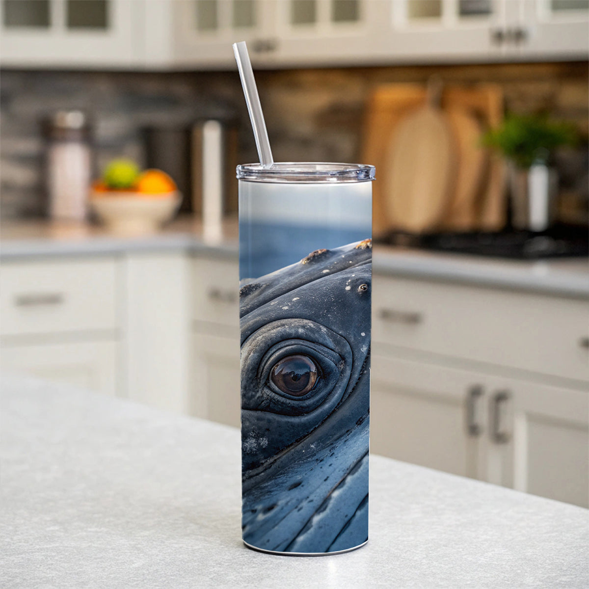 Whale Eye Close Up Skinny Tumbler 20oz with Straw Insulated Water Bottle Gift