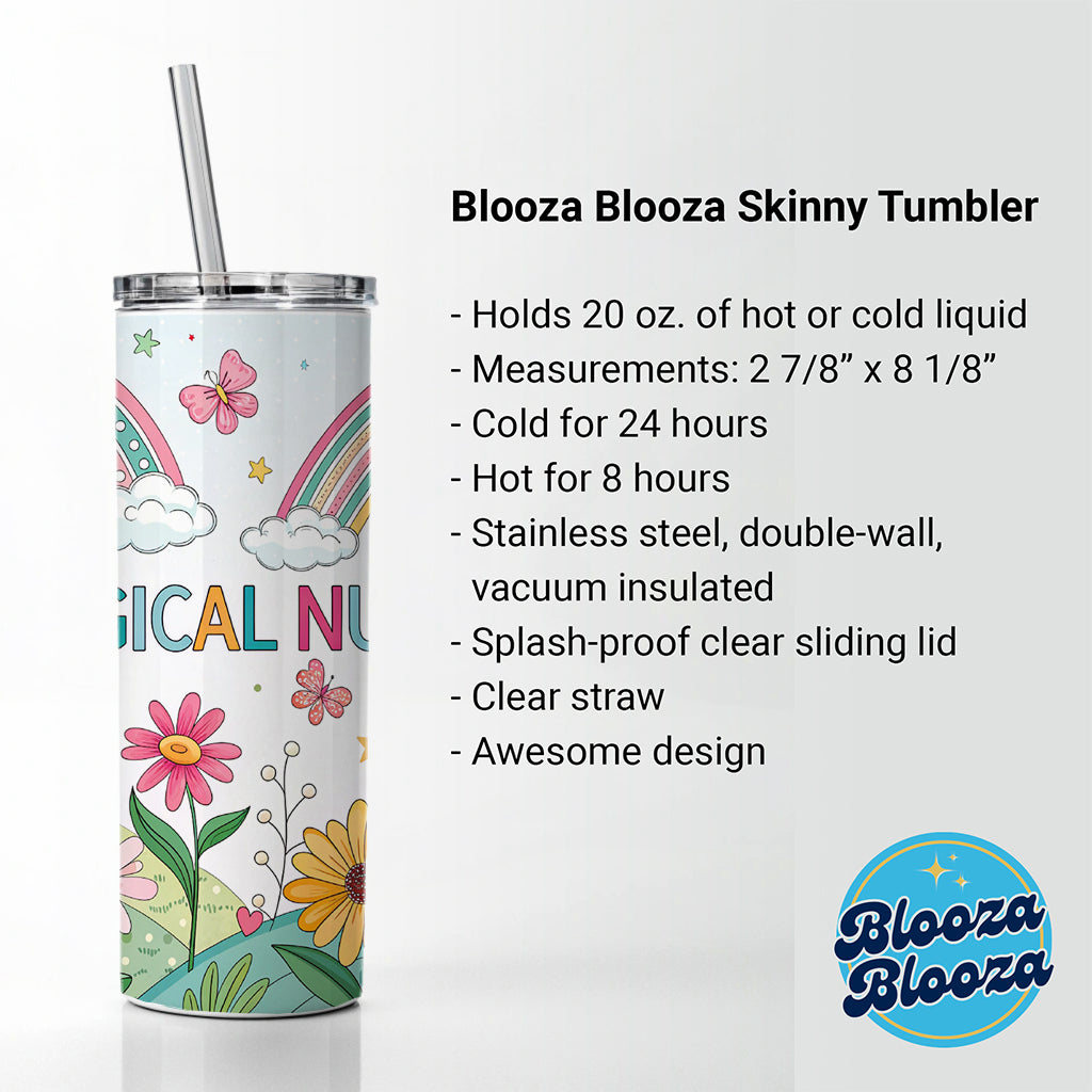 Surgical Nurse Appreciation Coquette Bows Flowers Skinny Tumbler 20oz with Straw Insulated Water Bottle Gift