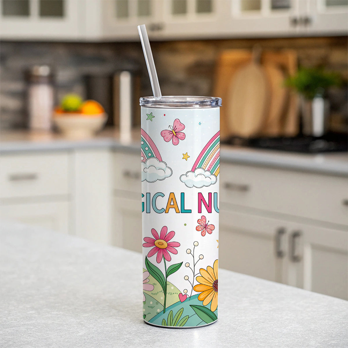 Surgical Nurse Appreciation Coquette Bows Flowers Skinny Tumbler 20oz with Straw Insulated Water Bottle Gift
