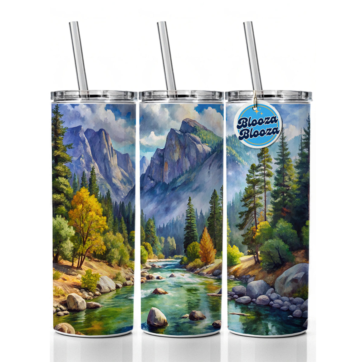 Kings Canyon National Park California Watercolor Style Skinny Tumbler 20oz with Straw Insulated Water Bottle Gift