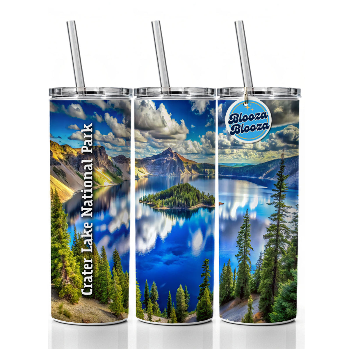 Crater Lake National Park Oregon Skinny Tumbler 20oz with Straw Insulated Water Bottle Gift