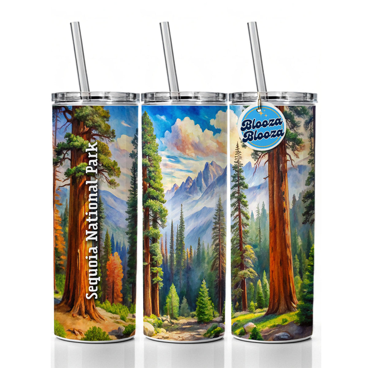 Sequoia National Park California Skinny Tumbler 20oz with Straw Insulated Water Bottle Gift