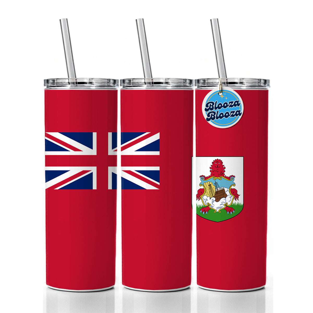 Bermuda Country Flag Skinny Tumbler 20oz with Straw Insulated Water Bottle Gift