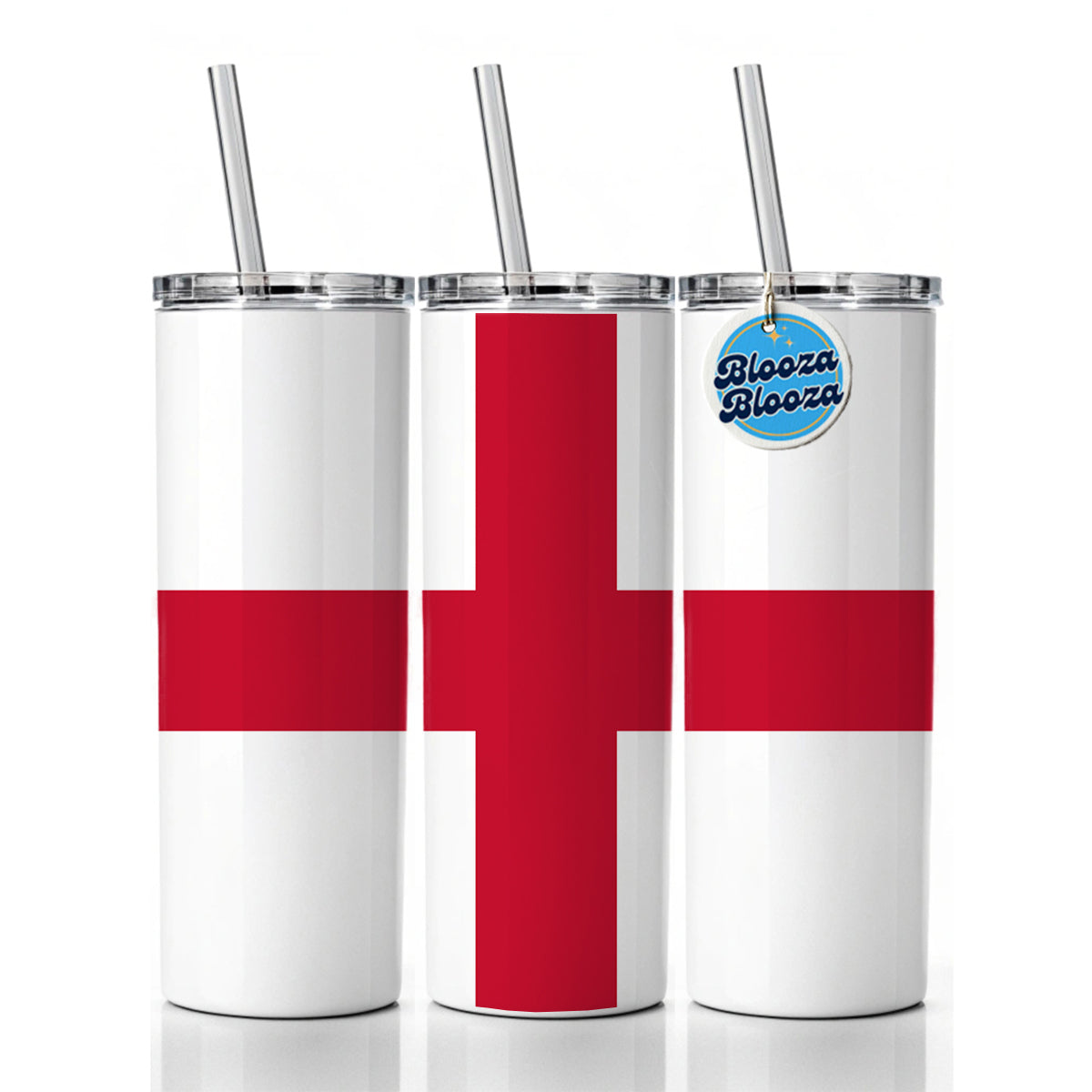 Great Britain England Country Flag Skinny Tumbler 20oz with Straw Insulated Water Bottle Gift