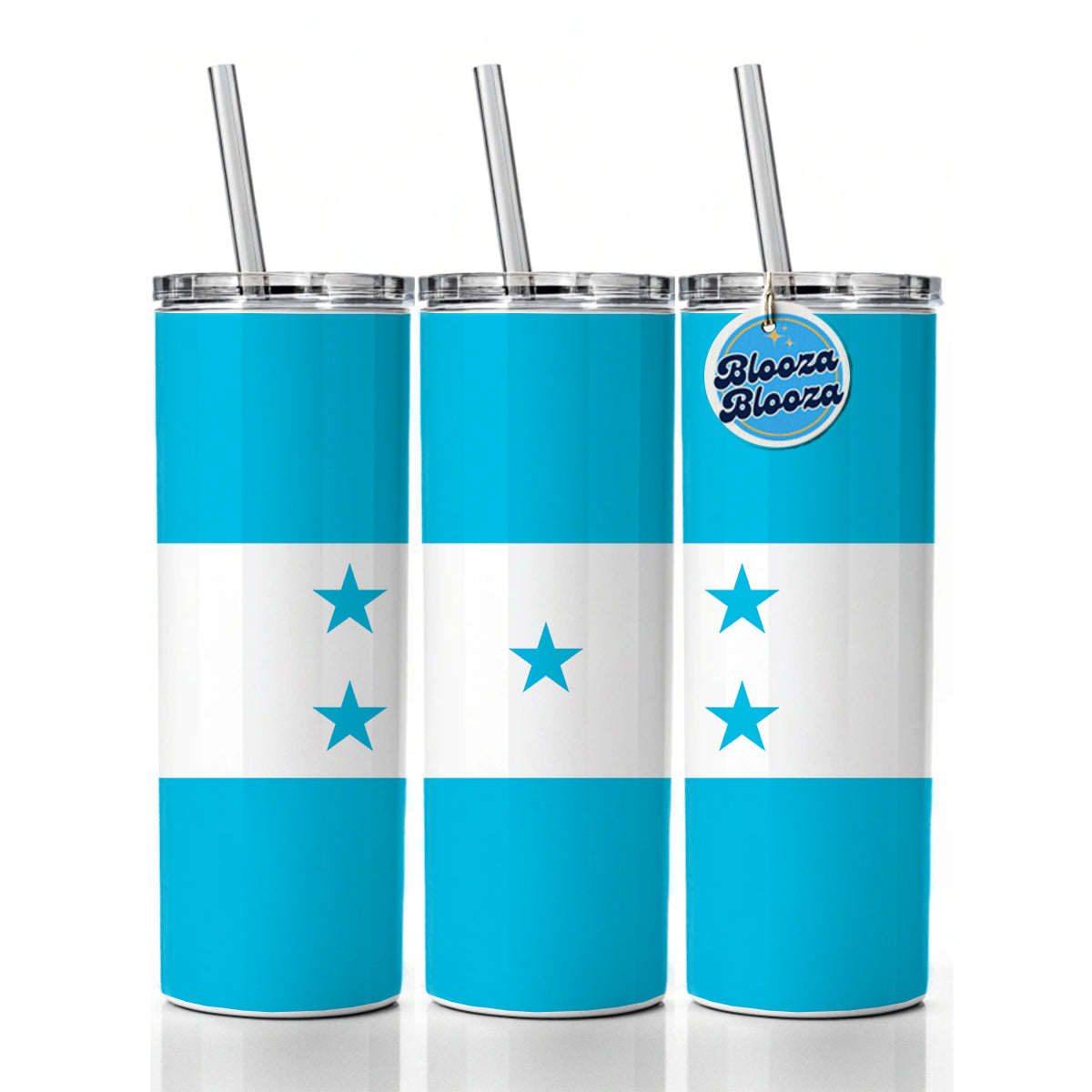 Honduras Country Flag Skinny Tumbler 20oz with Straw Insulated Water Bottle Gift
