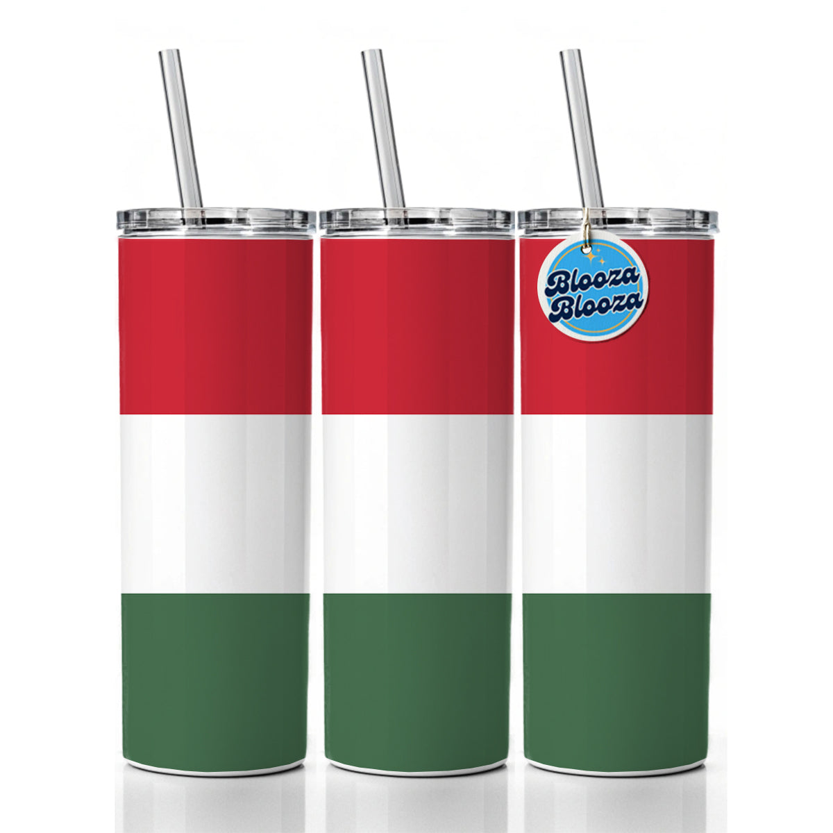 Hungary Country Flag Skinny Tumbler 20oz with Straw Insulated Water Bottle Gift